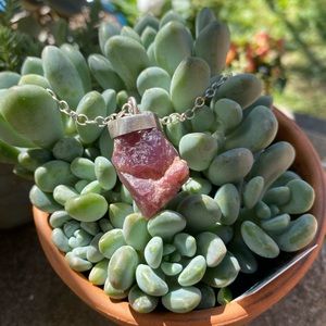 Raspberry Lepidolite Sterling Silver Necklace